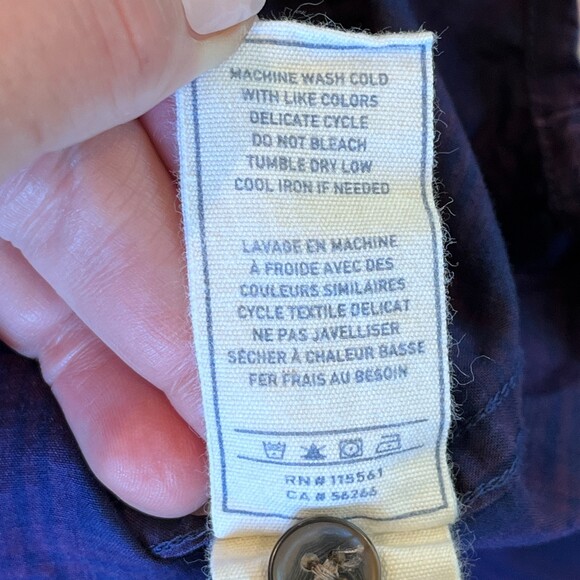 7 For All Mankind Blue Plaid Men's Dress Shirt Medium Cotton Plain Front - Picture 6 of 8